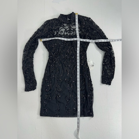 NWT windsor Kaelie Sequin Sheer Mesh Long Sleeve Mini Dress size S - Picture 9 of 15